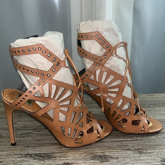 New Dolce Vita Helena High Heel Sandals 8.5 M Caramel Leather Gladiators - Picture 1 of 8